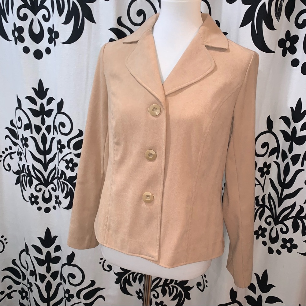 Requirements Size Small Women's Tan Faux Suede (ultra suede) Unlined Blazer